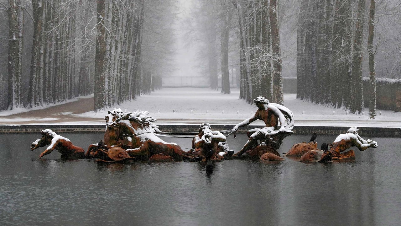 Le bassin d’Apollon sous la neige dans le parc du château de Versailles, photographié le 6 février 2018 (© FRANCOIS GUILLOT/AFP via Getty Images)