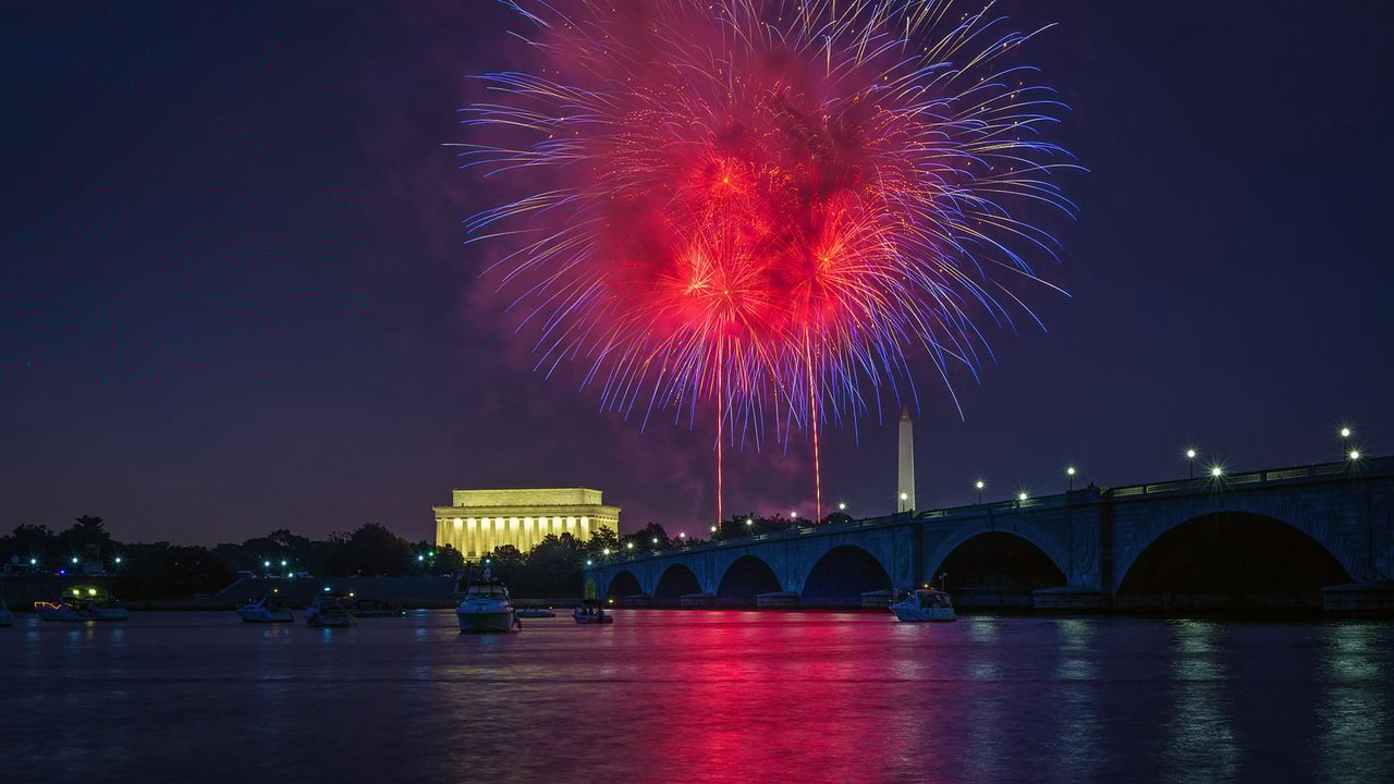 Independence Day fireworks over the National Mall, Washington, DC (© Jon Bilous/Shutterstock)