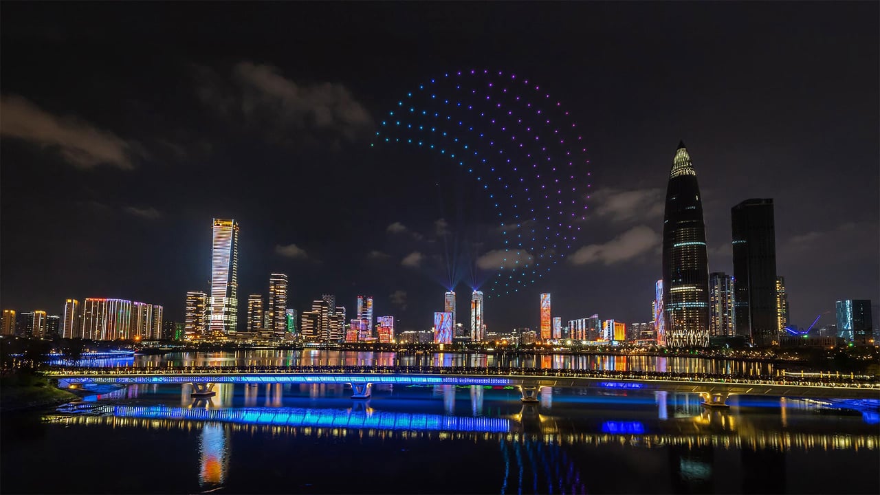 Drones light up the sky over Shenzhen, China (© Liang Weiming/VCG via Getty Images)