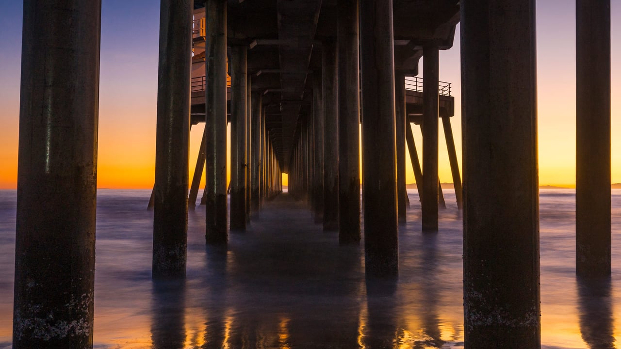 Huntington Beach Pier, California, at sunset (© Stan Moniz Photography/Tandem Stills + Motion)