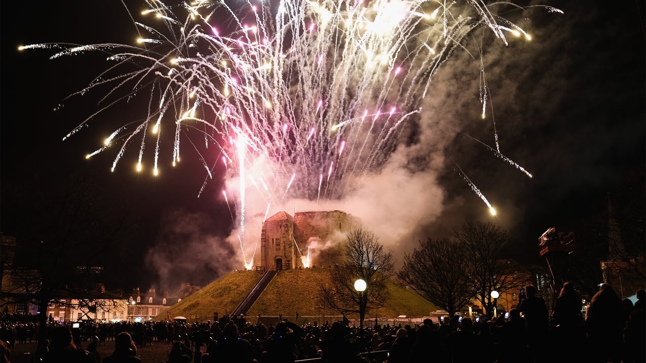 Fireworks at Clifford's Tower during the Jorvik Viking Festival (© Ian Forsyth/Stringer/Getty Images)