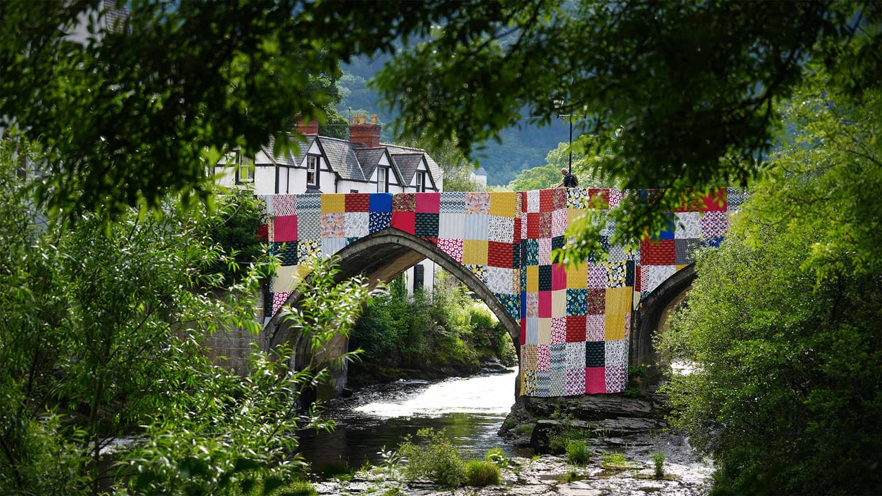 Bridges, Not Walls installation by Luke Jerram cover Llangollen Bridge, Denbighshire. (© Christopher Furlong/Getty Images)