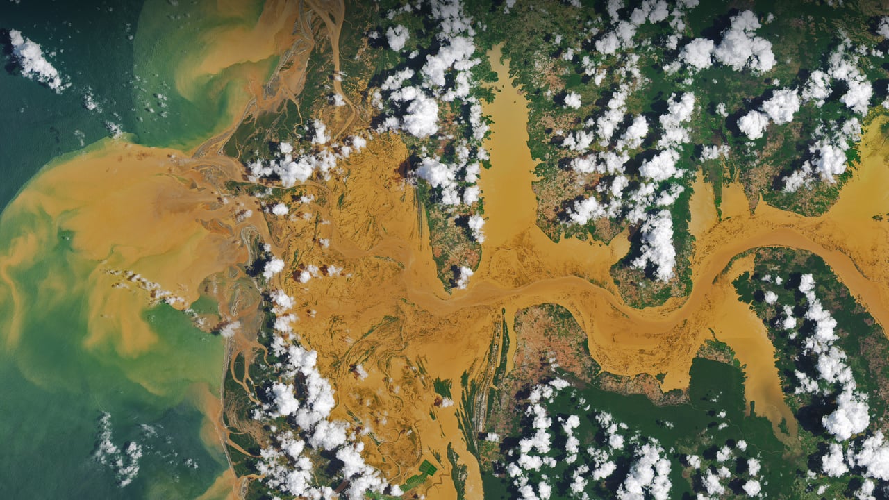 Satellite image of the Mania River in Madagascar (© NASA Earth Observatory image by Joshua Stevens, using Landsat data from the US Geological Survey)