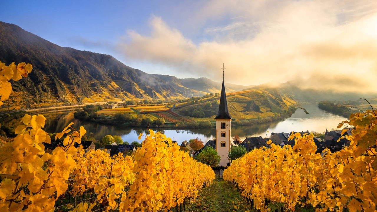 Kirchturm von Bremm an der Moselschleife, Rheinland-Pfalz (© Jan Wehnert/Shutterstock)