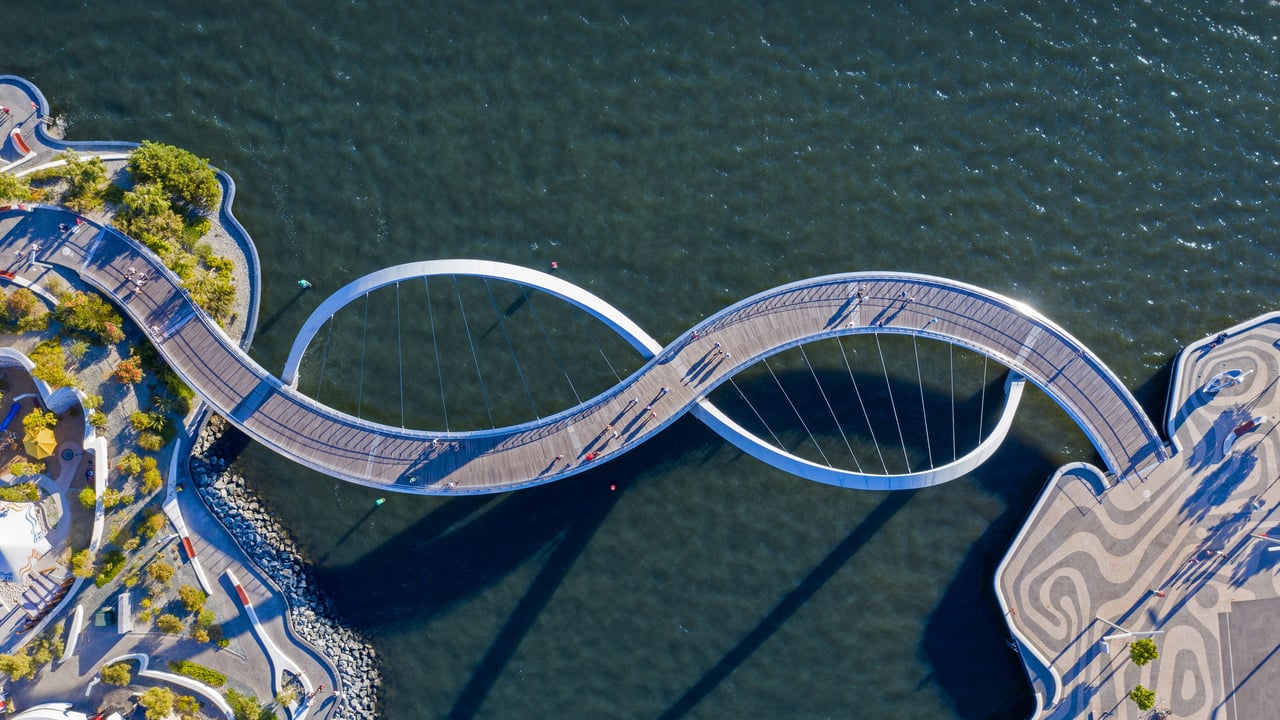 Elizabeth Quay Bridge in Perth, Australia (© Amazing Aerial Agency/Offset by Shutterstock)