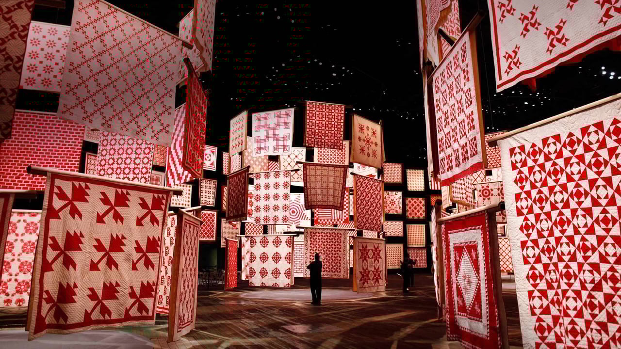 'Infinite Variety: Three Centuries of Red and White Quilts' at the American Folk Art Museum in New York City in 2011, for National Quilting Day (© Shannon Stapleton/Reuters)