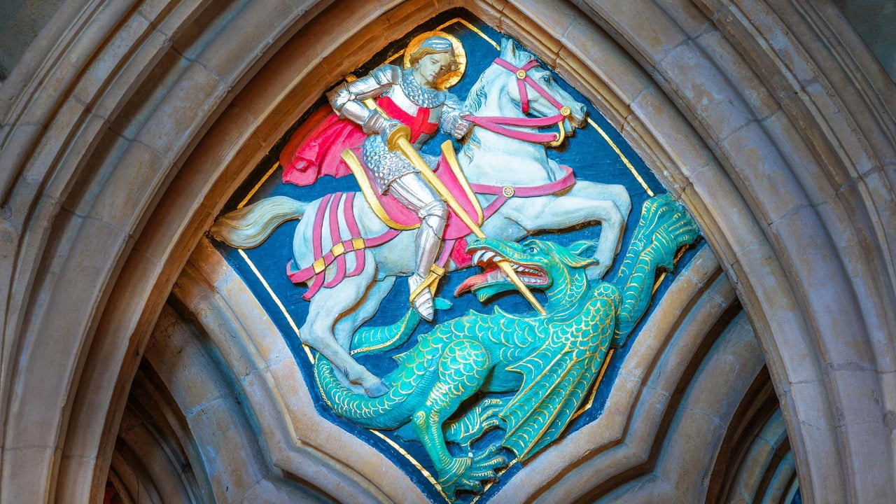 Painted relief of St George and the Dragon at Lincoln Cathedral (© Michael Foley/Alamy)