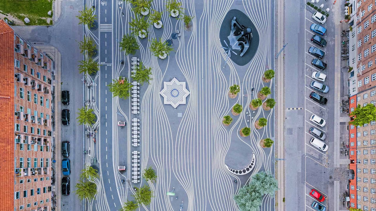Aerial view of Superkilen, a park in Copenhagen, Denmark (© Oliver Förstner/Alamy)