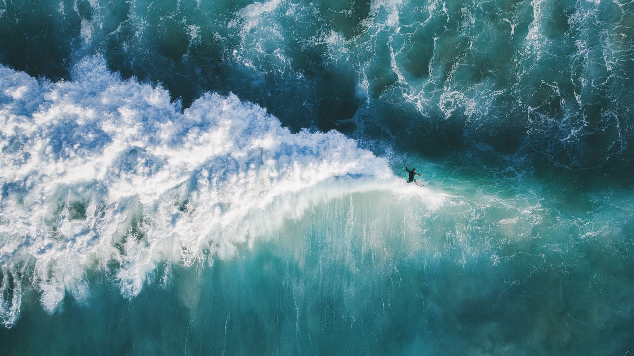 High-angle view of man surfing in the sea, New South Wales (© Benjamin Lee/EyeEm/Getty Images)