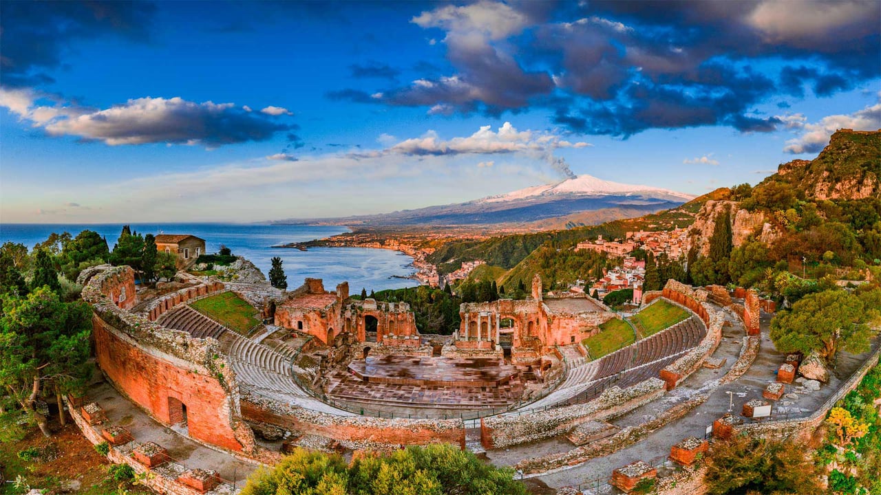 Ancient theater of Taormina in Sicily, Italy (© Antonino Bartuccio/eStock Photo)