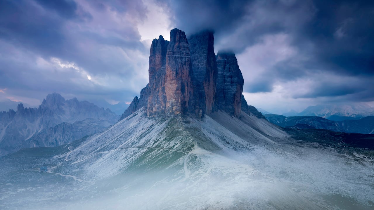 Tre Cime di Lavaredo as seen from the Lavaredo fork, Sexten Dolomites, Italy (© AWL Images/Danita Delimont)