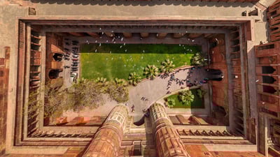 Bing wallpaper April 2, 2023. India Aerial view above of Agra Fort (© Amazing Aerial Premium/Shutterstock)