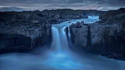 Bing wallpaper September 14, 2021. Aldeyjarfoss waterfall in northern Iceland's interior landscape (© Jim Patterson/Tandem Stills + Motion)