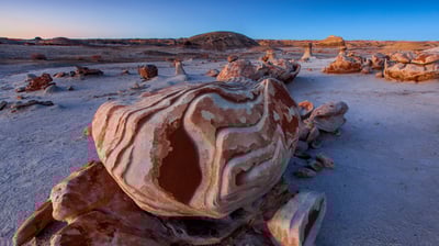 Bing wallpaper September 3, 2021. The 'Alien Egg Hatchery' in the Bisti/De-Na-Zin Wilderness, New Mexico (© Ian Shive/Tandem Stills + Motion)
