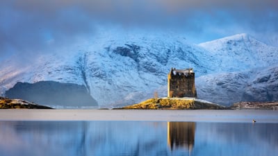 Bing wallpaper February 26, 2025. Castle Stalker on Loch Laich, Argyll, Scotland (© WLDavies/Getty Images)
