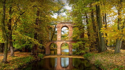 Bing wallpaper September 20, 2023. Roman-inspired aqueduct, Arkadia Park, Poland (© PATSTOCK/Getty Images)
