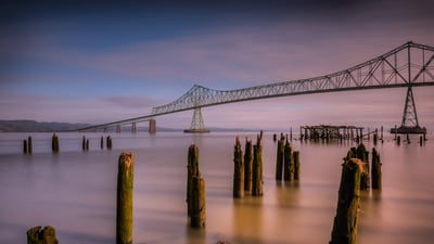 Bing wallpaper October 22, 2023. Astoria-Megler Bridge on the Columbia River, Astoria, Oregon (© Dan Mihai/Getty Images)
