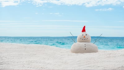 Bing wallpaper December 24, 2019. Australian Christmas sandman on a white sand beach (© fogaas/iStock/Getty Images Plus)