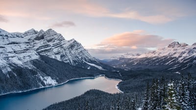 Bing wallpaper February 10, 2025. Banff National Park in winter, Alberta, Canada (© Waitforlight/Moment/Getty Images)