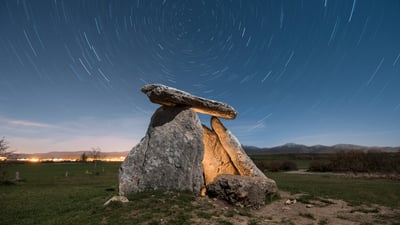 Bing wallpaper March 14, 2025. Dolmen of Sorginetxe, Basque Country, Álava, Spain (© David Herraez Calzada/plainpicture)