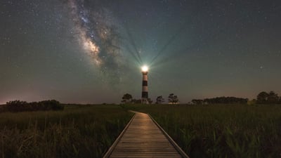 Bing wallpaper August 7, 2023. Bodie Island Lighthouse, Nags Head, North Carolina (© Michael Ver Sprill/Getty Images)
