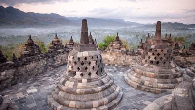 Bing wallpaper December 29, 2024. Borobudur Temple, Java, Indonesia (© Robertharding/Shutterstock)