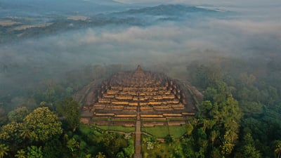 Bing wallpaper August 17, 2020. Borobudur in central Java, Indonesia (© Oleh Slobodeniuk/Getty Images)