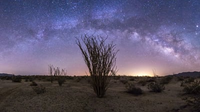 Bing wallpaper April 12, 2026. La Voie lactée au-dessus du parc d’État du désert d’Anza-Borrego, Californie, États-Unis (© Kevin Key/Slworking/Getty Images)