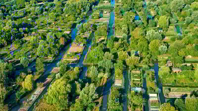 Bing wallpaper April 27, 2020. Aerial view of the marsh at Bourges, France (© Tuul & Bruno Morandi/Getty Images)