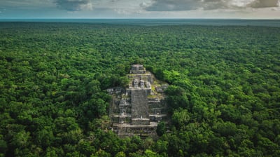 Bing wallpaper January 19, 2021. Ruins of the ancient Maya city of Calakmul surrounded by jungle in Campeche, Mexico (© Alfredo Matus/Shutterstock)