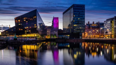 Bing wallpaper September 6, 2020. Mann Island buildings, Canning Dock, Liverpool (© Borislav Zlatkov/EyeEm/Getty Images)