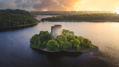 Bing wallpaper July 17, 2023. Cloughoughter Castle in Lough Oughter, County Cavan, Ireland (© 4H4 PH/Shutterstock)