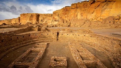 Bing wallpaper June 7, 2023. Pueblo Bonito, Chaco Culture National Historical Park, New Mexico (© Ian Shive/Tandem Stills + Motion)