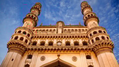 Bing wallpaper June 1, 2022. Low angle view of Charminar in Hyderabad, India (© Getty Images)