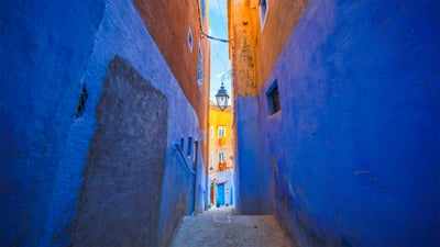 Bing wallpaper July 8, 2019. Blue walls of Chefchaouen, Morocco (© Tatsuya Ohinata/Getty Images)