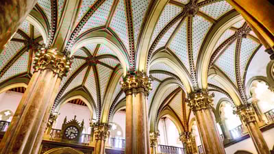 Bing wallpaper February 18, 2022. The architecture inside Chhatrapati Shivaji Maharaj Terminus in Mumbai, India (© memindshot/iStock/Getty Images Plus/Getty Images)