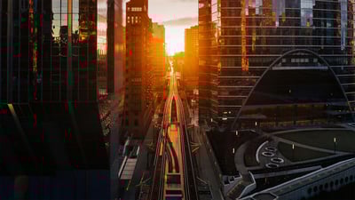 Bing wallpaper March 19, 2022. Chicagohenge sunset, Chicago, Illinois (© Razvan Sera/Amazing Aerial Agency)