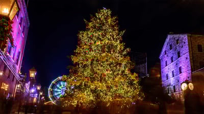 Bing wallpaper December 25, 2023. Toronto Christmas market at the Distillery District (© Praveen P.N/Moment/Getty Images)