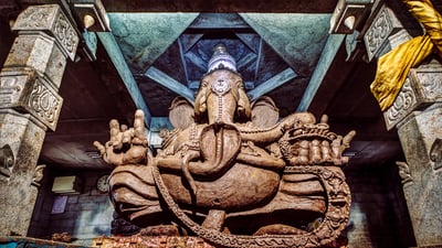Bing wallpaper August 26, 2025. Clay-idol of Ganesha at a temple near Bengaluru (© Amith Nag Photography/Getty Images)