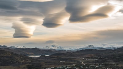 Bing wallpaper March 23, 2023. Lenticular clouds, Patagonia (© Sasha Juliard/Shutterstock)