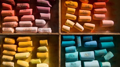 Bing wallpaper March 21, 2023. Colorful pastel chalk (© Stephen Shepherd/plainpicture)