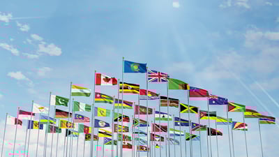 Bing wallpaper March 13, 2023. Flags of the Commonwealth of Nations (© hamzehsh12/iStock/Getty Images Plus)