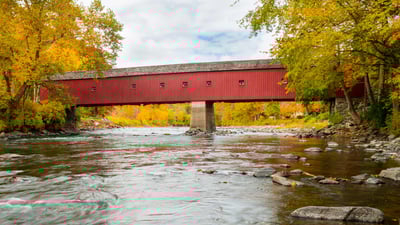 Bing wallpaper September 29, 2024. West Cornwall Covered Bridge over the Housatonic River, Connecticut (© pabradyphoto/Getty Images)