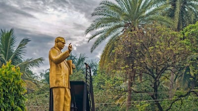 Bing wallpaper November 25, 2024. Dr. B.R. Ambedkar statue, Dharwad, Karnataka (© AnilD/Shutterstock)