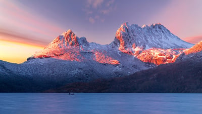 Bing wallpaper July 22, 2020. Cradle Mountain, Tasmania, on a very cold morning (© Steve Daggar Photography/Getty Images)