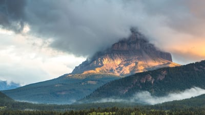 Bing wallpaper April 14, 2022. Crowsnest Mountain, Alberta (© Brandon van Son/TANDEM Stills + Motion)