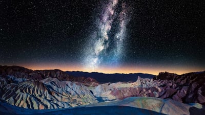Bing wallpaper February 11, 2023. The Milky Way over Zabriskie Point, Death Valley, California (© Matt Anderson Photography/Getty Images)