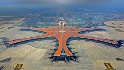 Bing wallpaper September 30, 2019. An aerial view of Beijing Daxing International Airport, China (© Xinhua/Alamy)
