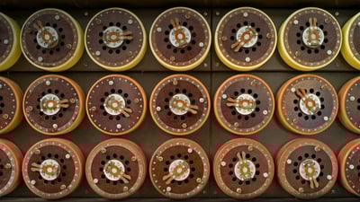 Bing wallpaper December 9, 2020. Bombe code-cracking decryption machine, Bletchley Park, England (© Louis Berk/Alamy)