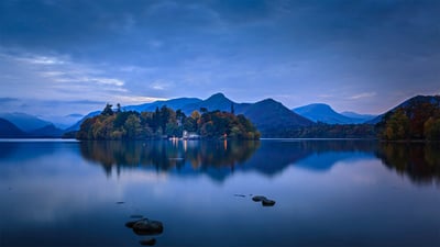 Bing wallpaper November 8, 2020. Derwent Island on Derwentwater in the Lake District National Park, Cumbria, England (© Chris Warren/eStock Photo)